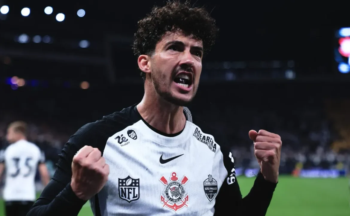 Gustavo Henrique marca o primeiro gol do Corinthians na partida contra o Grêmio