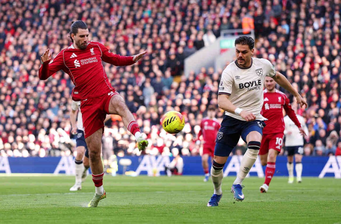 Liverpool vence o West Ham com grande desempenho em casa e mantém posição de destaque na tabela