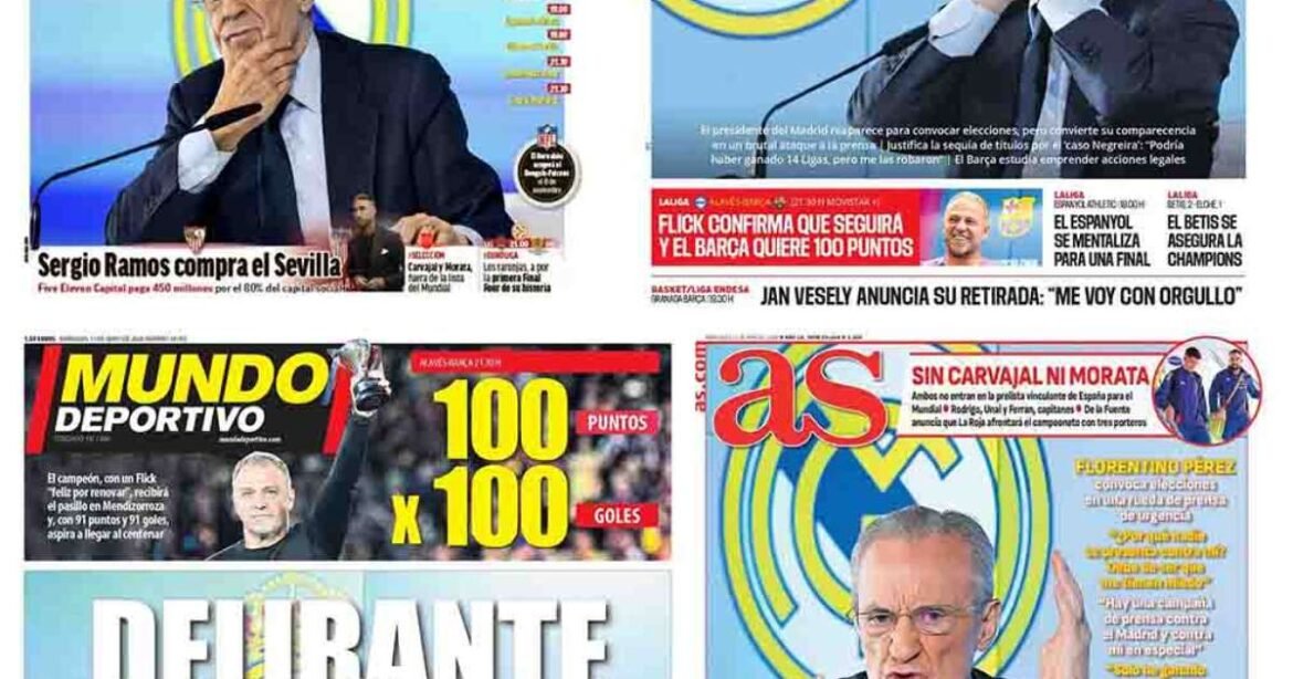 Imprensa da Espanha critica coletiva de Florentino Pérez: "Desconcertante"
