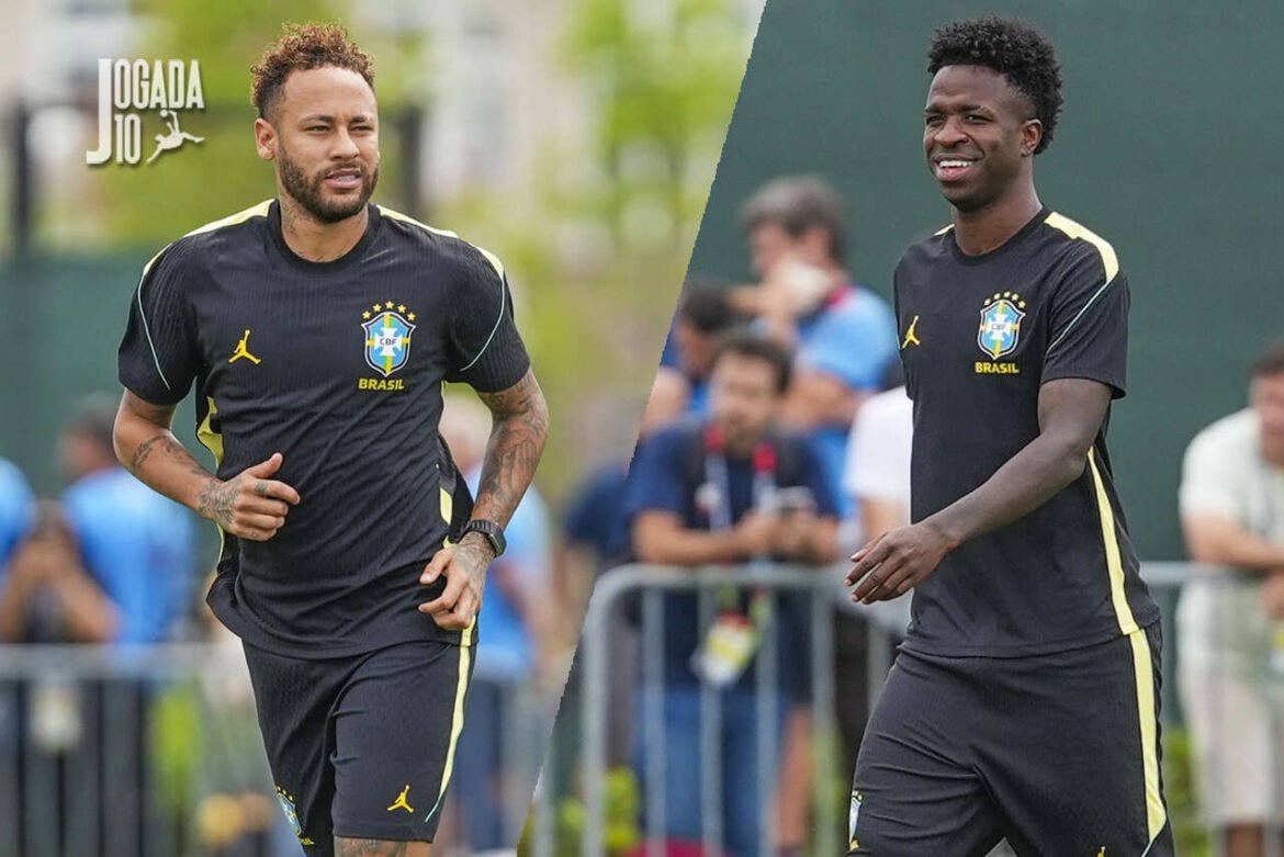 Seleção Brasileira realiza treino nos EUA com elenco reduzido; Neymar e Vini juntos em destaque